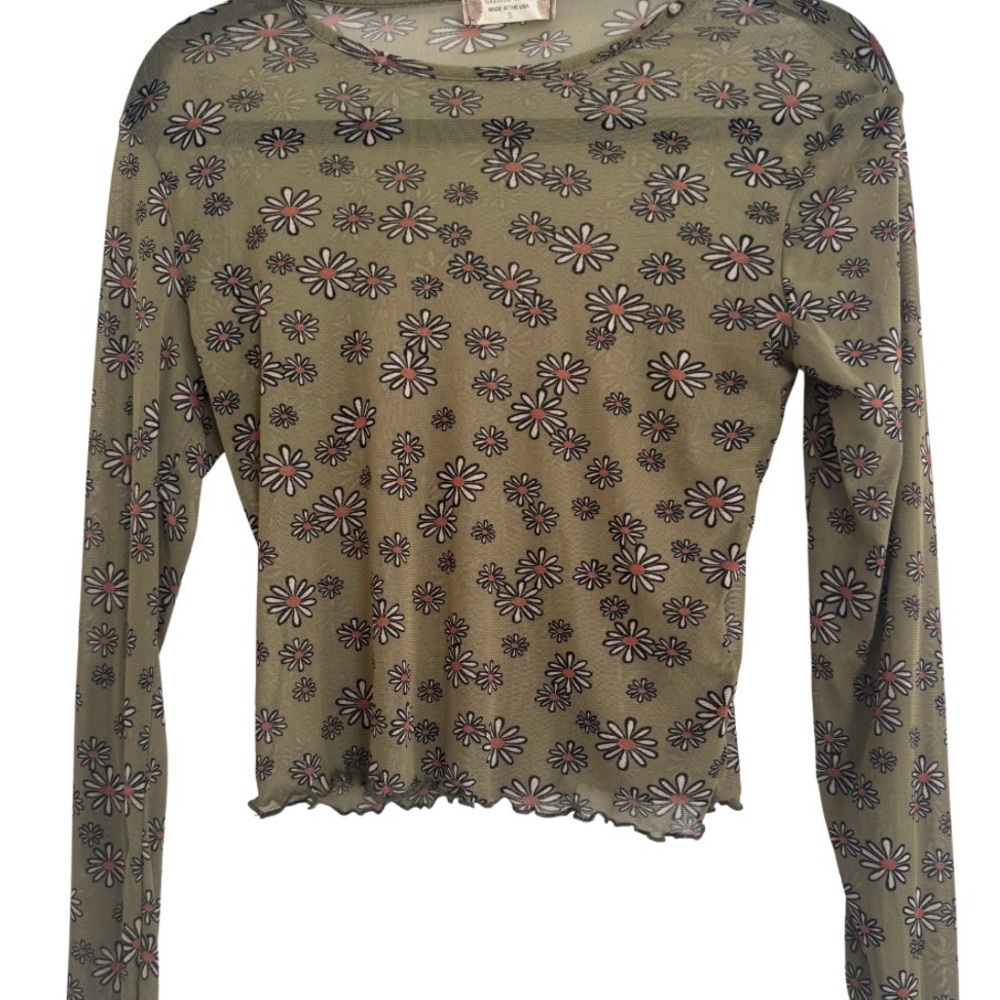 Altar'd State Olive Floral Long Sleeve Tee